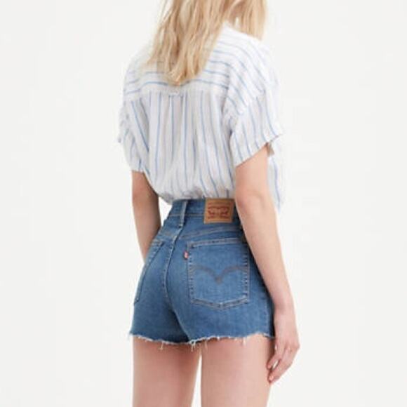 Levi's Distressed High Rise Cut -Off Jean Micro Shorts Womens 26 Blue Casual - Picture 4 of 9